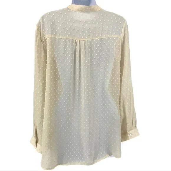 Stitch Fix Ellison Swiss Dot top ivory blouse -M - Picture 5 of 17